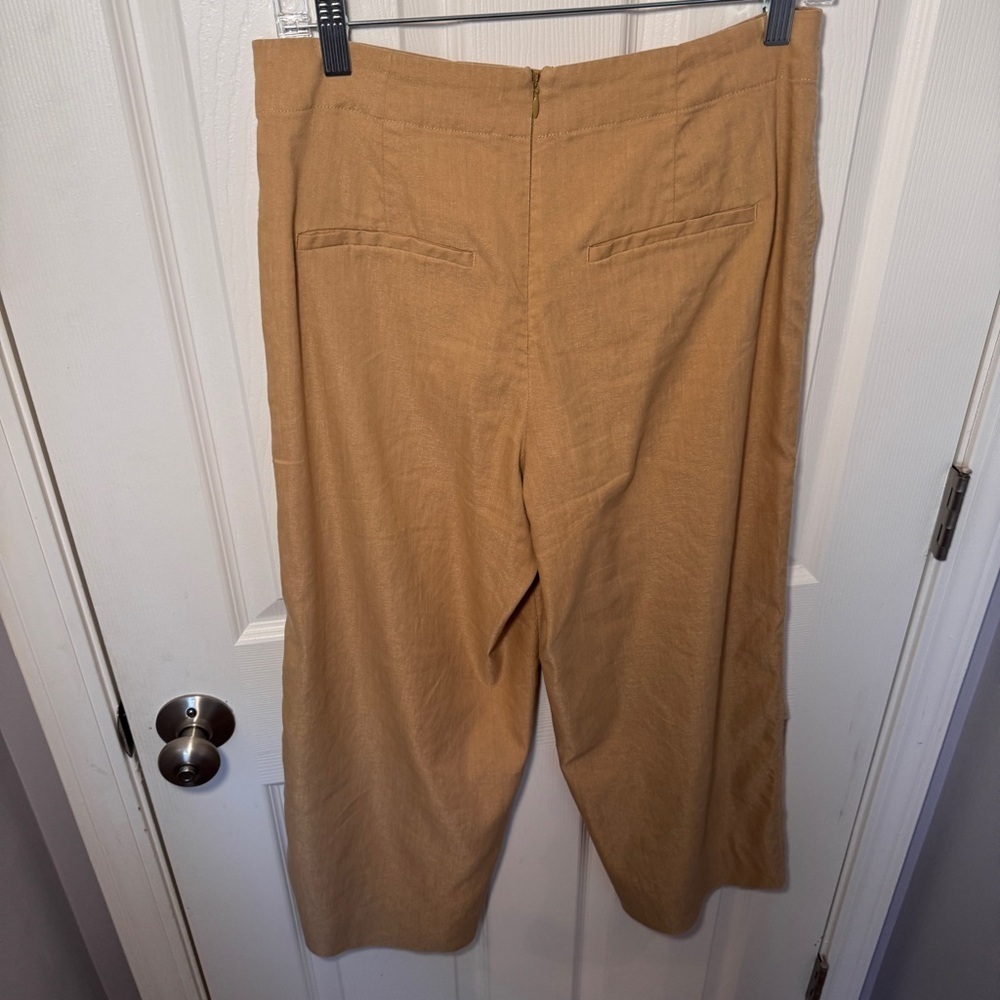 Vince Camel Linen Blend Cropped Wide Leg Pants - Picture 8 of 15